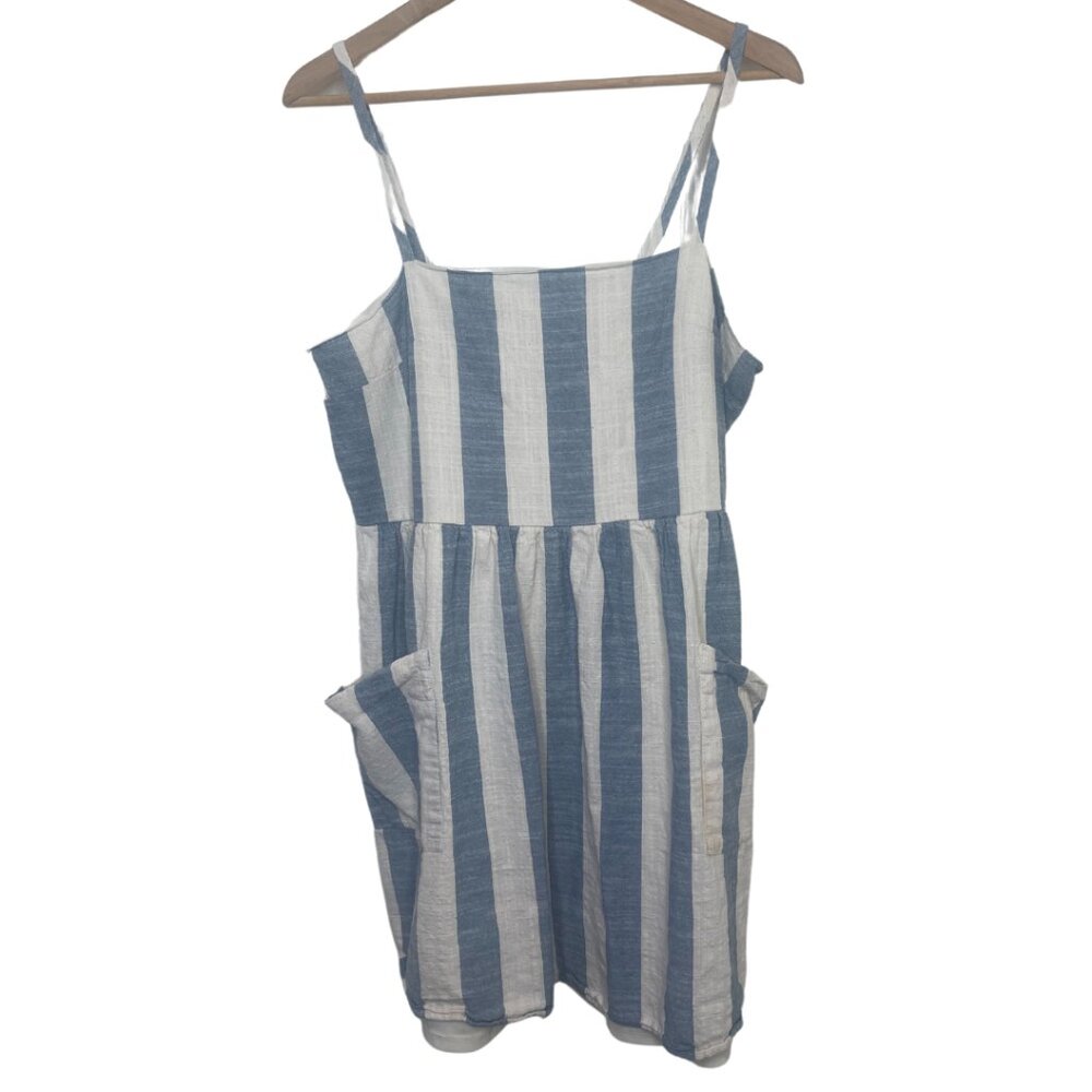 BP | Womens Cotton Blue and White Striped Dress with Pockets | Size XL